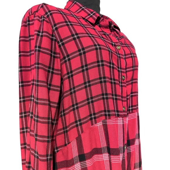 Beach Lunch Lounge‎ Black And Red Plaid Emery Button-up Flannel Shirt Large - Picture 6 of 13